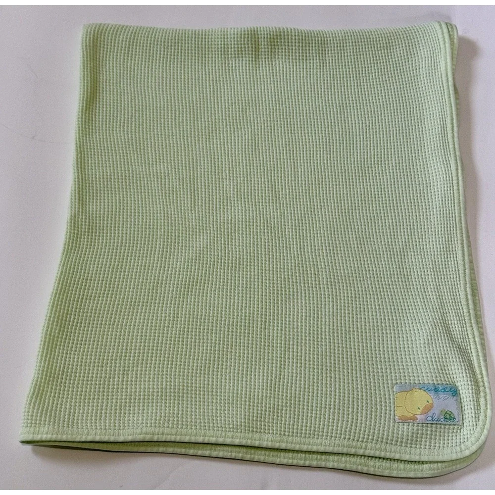 VTG Tykes by Carters Rare Green Cuddly Duckie Patch Thermal‎ Baby Blanket Y2K